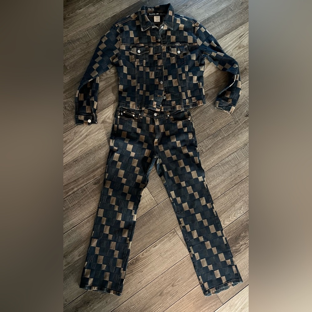 Parker Black and Tan Checkered stretch Pants & Jacket